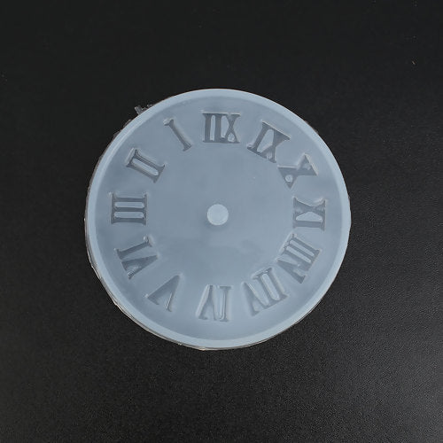 Silicone Resin Mold For Jewelry Making Clockface White Roman Numerals 4", tol1281
