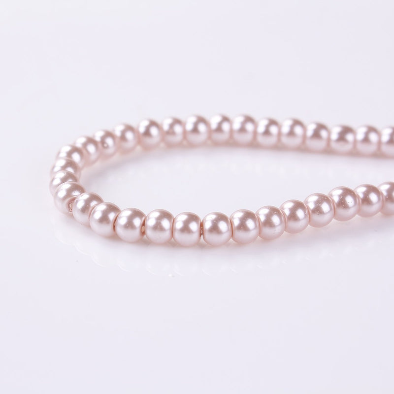 4mm BLUSH PINK Round Glass Pearl Beads x200 beads bgl1692