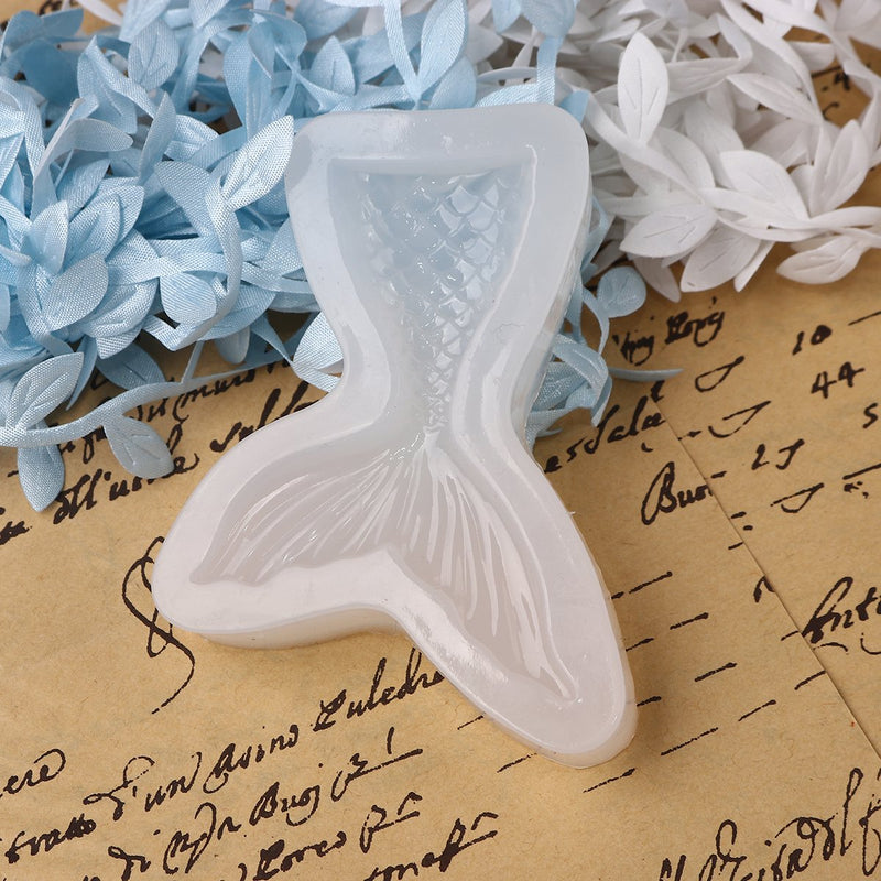 MERMAID TAIL Resin Mold, Silicone Mold to make shape 3-5/8" long, cabochons, reusable, tol1064