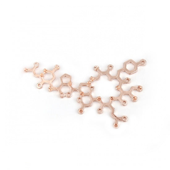 5 OXYTOCIN Molecule Charms, Rose Gold Copper, Science Charms, chs8059