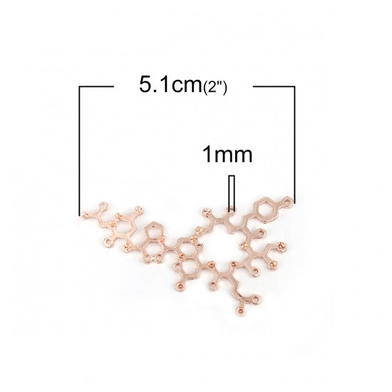5 OXYTOCIN Molecule Charms, Rose Gold Copper, Science Charms, chs8059