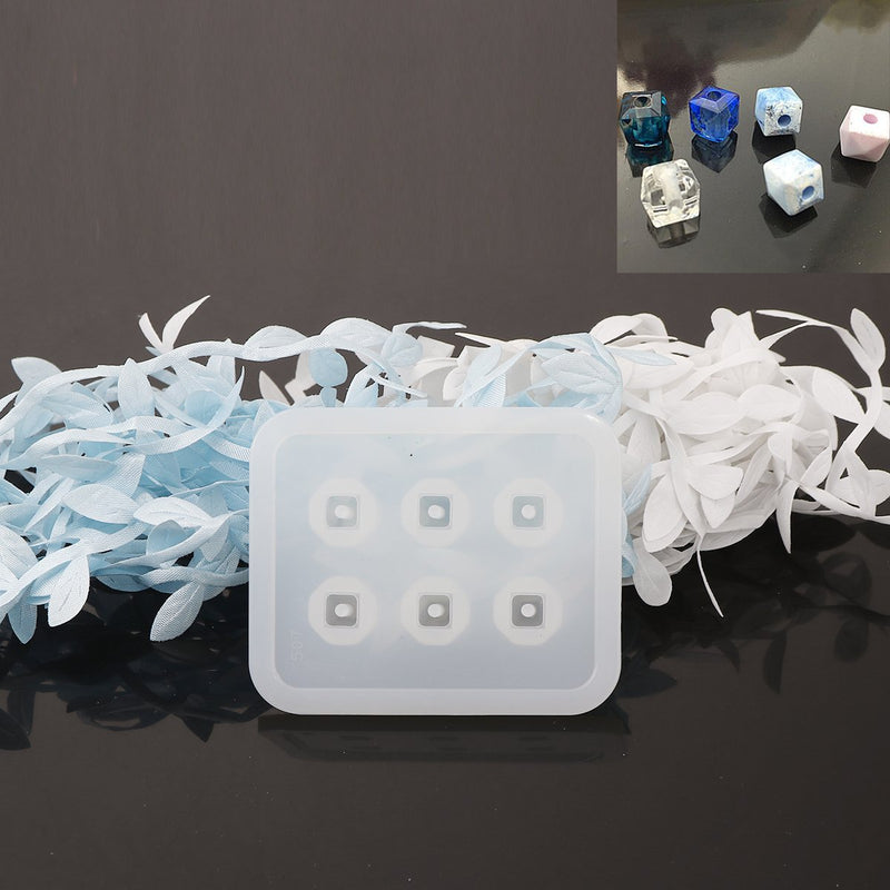 RESIN Cube BEAD MOLD, Silicone Mold to make 9mm faceted cube beads, tol0895