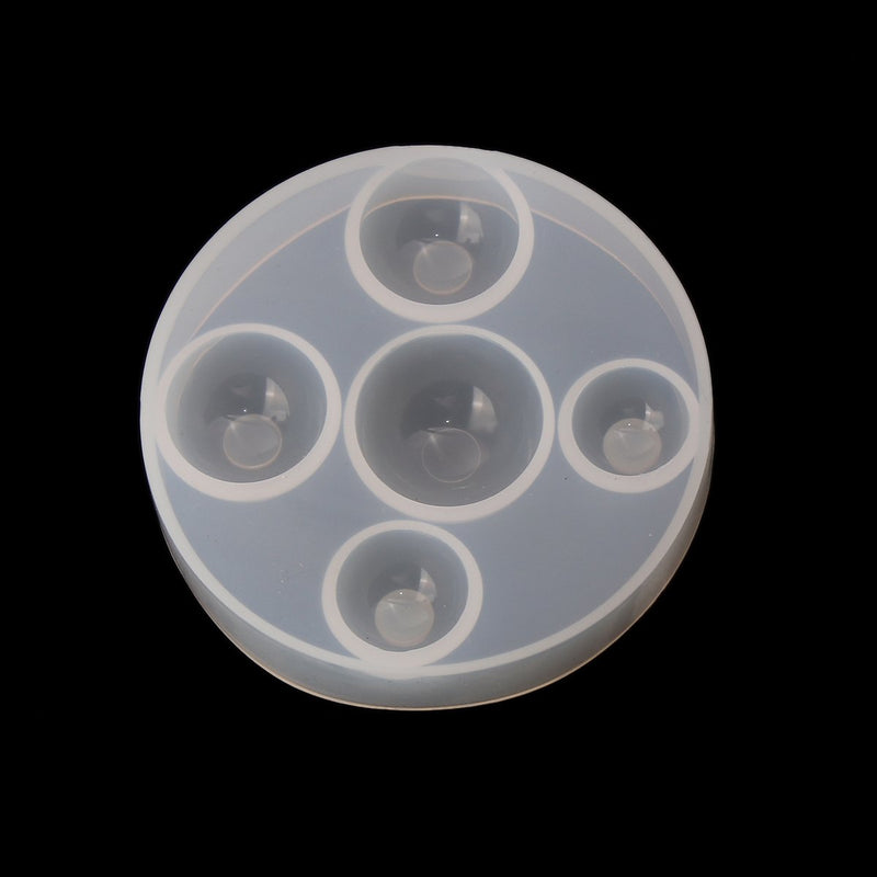 DOME CIRCLE RESIN Mold, Silicone Mold to make dome pendants, reusable, mold makes 5 sizes of round cabochons, tol0910