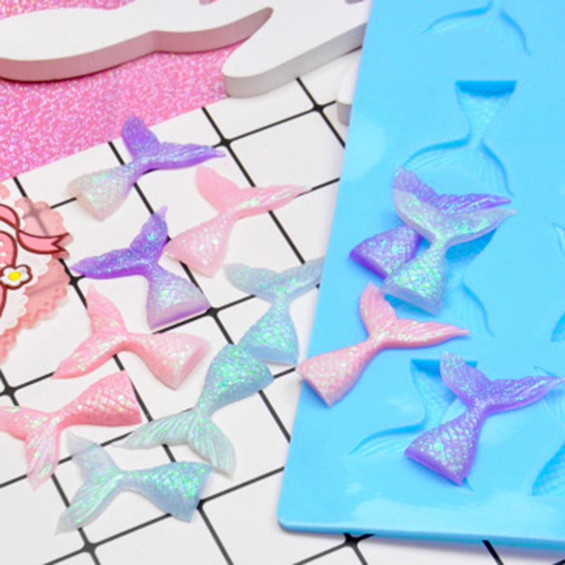 MERMAID TAIL Resin Mold, Silicone Mold to make shape 1-7/8" long, cabochons, reusable, tol0914