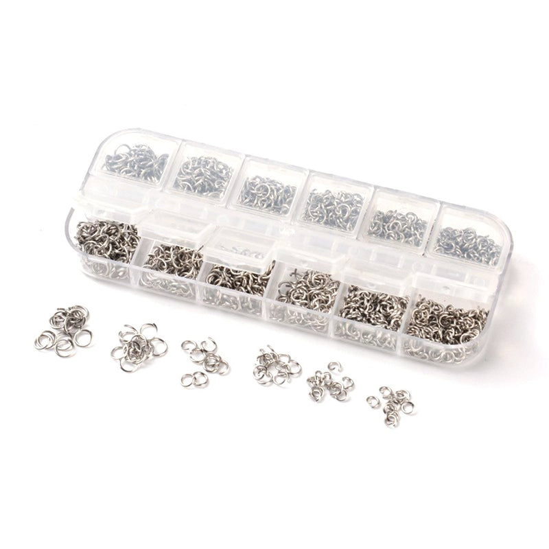 Mixed STAINLESS STEEL Open Jump Rings 4mm-6mm, 1200 pcs with Storage Box  jum0229