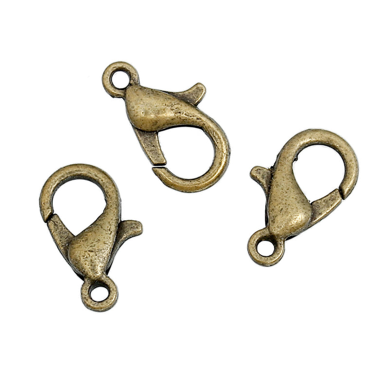 100 pcs Antiqued Bronze Tone Lobster Clasps 12mm x 6mm  fcl0028b