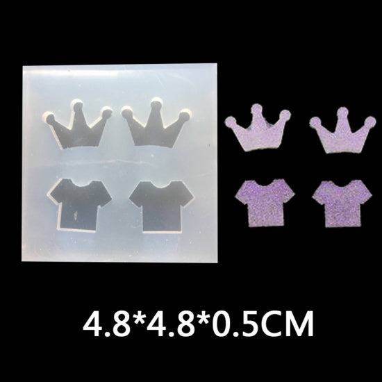 2 Silicone Resin Molds makes crown and tshirt cabochons, tol1339