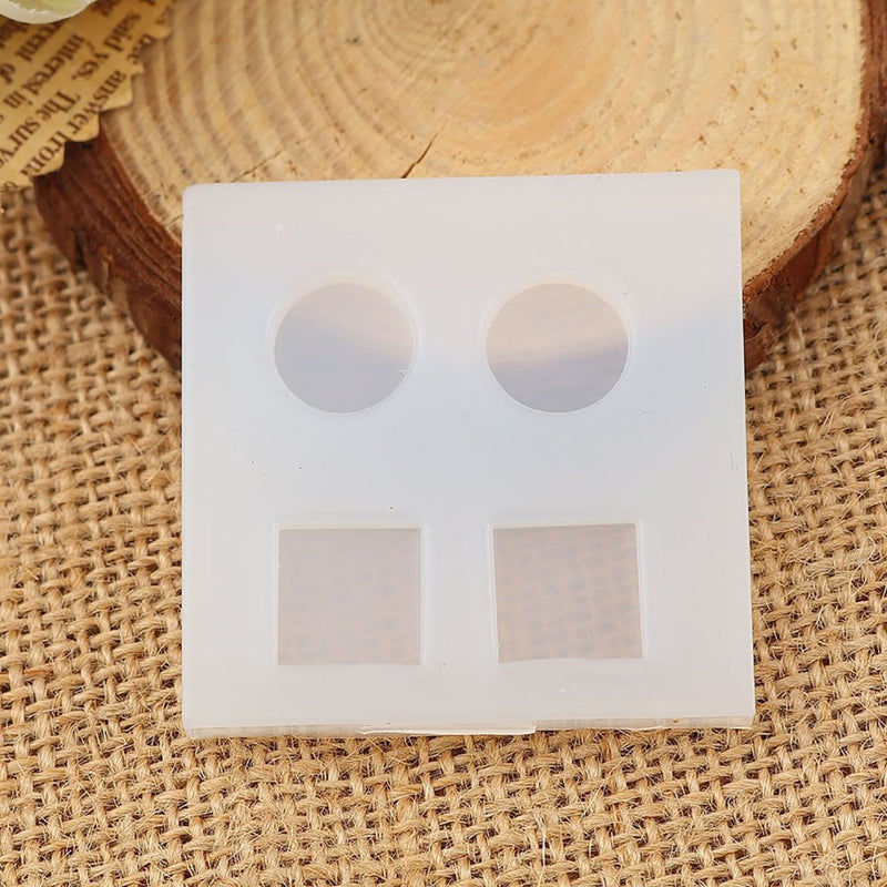 2 Silicone Resin Molds makes 12mm square and round cabochons, tol0916
