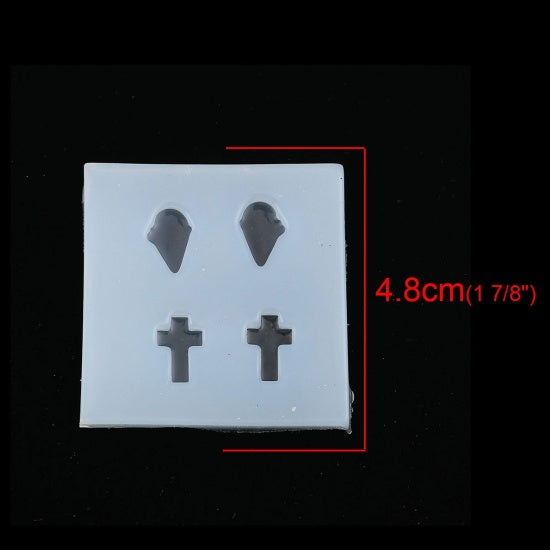 2 Silicone Resin Molds makes crosses and ice cream cone cabochons, tol1331