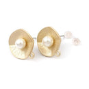 6 Gold Earring Post Blanks, ear studs with loop, faux pearl, fin1107