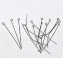 300 GUNMETAL BLACK Metal Eye Pins 21/22 gauge, 55mm (about 2.16" long)  pin0057