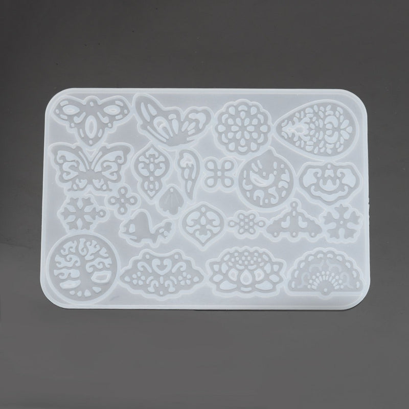 Silicone Mold for Filigree Charms, Epoxy Resin, Clay, Fondant, tol1080