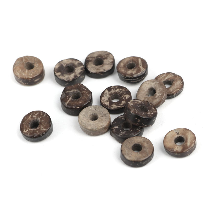 50 Coconut Shell Donut Beads, Rondelle, 9mm  bwd0012