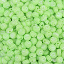 7mm Alphabet Coin Beads, Green with White Letters, x500 acrylic beads bac0403