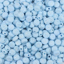 7mm Alphabet Coin Beads, Light Blue with White Letters, x500 acrylic beads bac0402