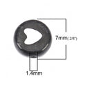 7mm Heart Beads, Black with White Hearts, x50 acrylic beads bac0437