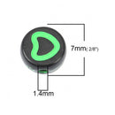 7mm Heart Beads, Black with Colored Hearts, x50 acrylic beads bac0440