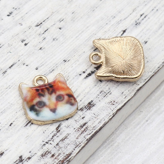 Cat Face Charms, 13mm, chs8250