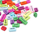 Word Phrase Acrylic Beads, Rectangle, random mix with black letters, x50 beads, bac0415