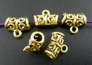 10 Gold Tone Swirl Filigree Pattern Tube Spacer Beads with Bail. 11mm x 5mm FBA0006