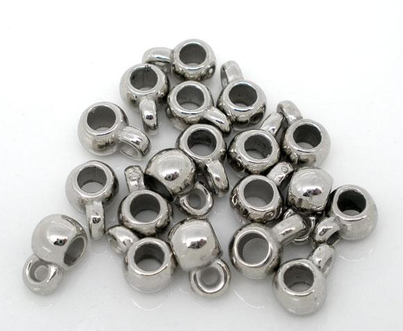50 Antique Silver Tone Metallized Acrylic Spacer Bead Bails   fba0050