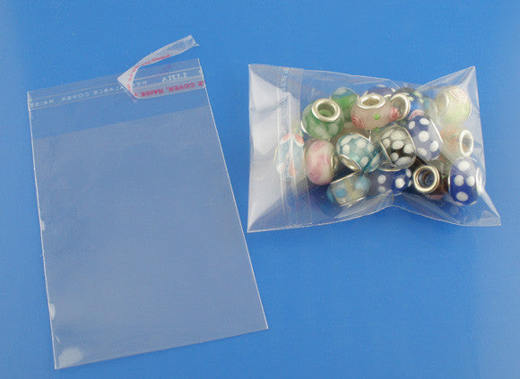 200 Resealable Self-Sealing Bags, usable space 10cm x 7cm (4" x 2-3/8") bulk package cello bags, cellophane jewelry bags, bag0078