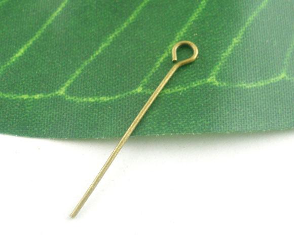 400 BRONZE Metal Eye Pins 21/22 gauge, 40mm (about 1.5" long)  pin0020