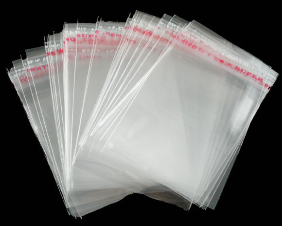 100 Resealable Self-Sealing Bags, usable space 21x15cm (8-1/4" x 5-7/8") bulk package cello bags, cellophane jewelry bags, bag0075