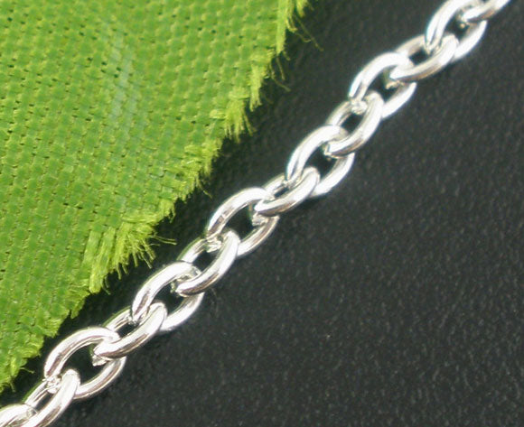 Bulk Silver Plated CABLE Link Chain 10 meters (32.8 feet)  3mm x 2mm fch0294