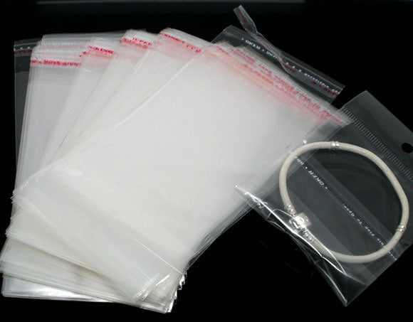 200 Resealable Self-Sealing Bags with Hang Hole, usable space 9x6cm, (3-1/2 x 2-3/8") bulk cello bags, cellophane jewelry bags, bag0057