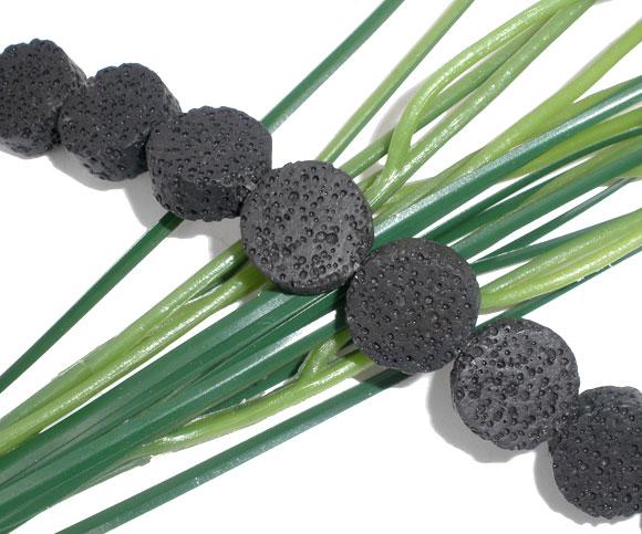 15mm LAVA ROCK DISC Beads, circle shape, 6 beads glv0002a