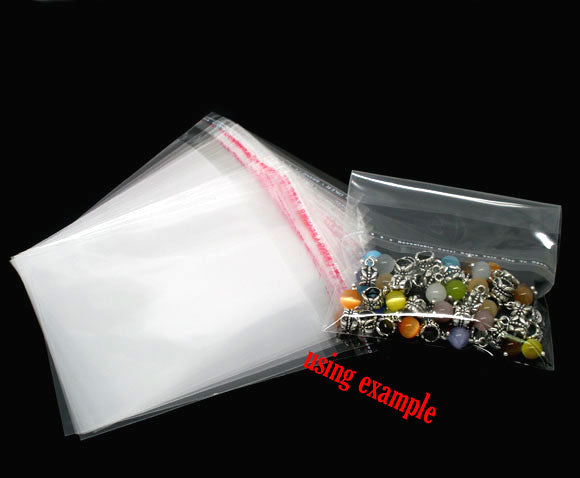 200 Resealable Self-Sealing Bags, usable space 12cmx9cm (4-3/4" x 3-1/2") bulk package cello bags, cellophane jewelry bags, bag0091