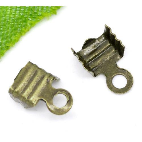 30 Bronze Ribbon End Crimp Fasteners, fits cord about 3mm, fin1130