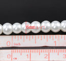 6mm BRIDAL WHITE Round Glass Pearls . long 32" strand . about 145 beads  bgl0410