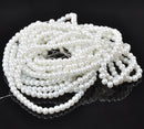 6mm BRIDAL WHITE Round Glass Pearls . long 32" strand . about 145 beads  bgl0410