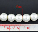 8mm WHITE Round Glass Pearl Beads, 50 beads, bgl0428