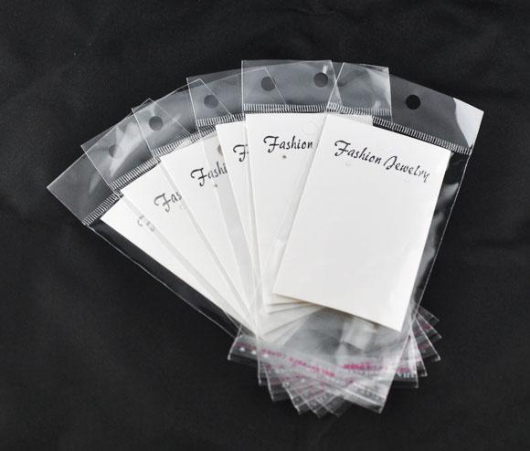 100 Self-Seal Bags with Earring Display Card and Hang Tag size 10.8x6cm (4-1/4" x 2-3/8") bulk cello jewelry baggies, cellophane bag bag0067