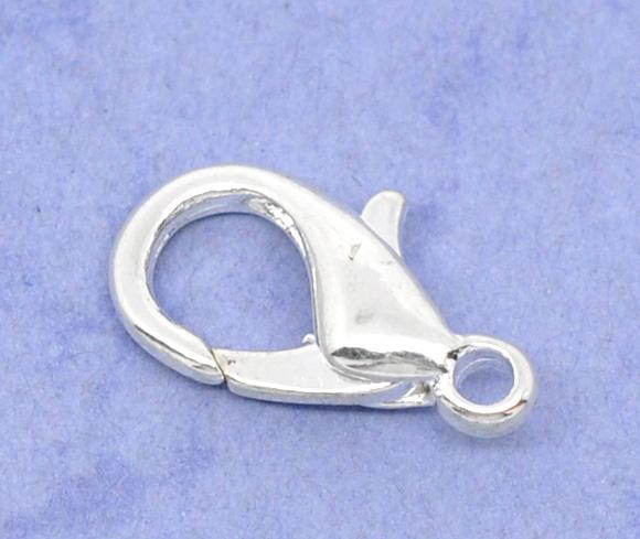 50 Bright SILVER Plated Lobster Clasps 14mm x 7mm  fcl0005b