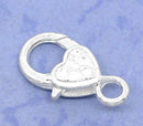 20 Bulk Large Bright Silver Plated Fancy HEART LOBSTER Clasps . Decorative Design . fcl0051b