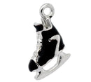4 ICE SKATE Charms, Black and Silver Enamel Skate Charm Pendants che0068a