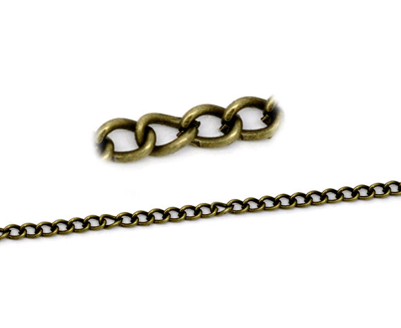 10 meters (over 32 feet)  Antiqued Bronze Oval Curb Link Chain  .  unsoldered links are 4x3mm . fch0100