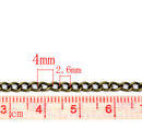 10 meters (over 32 feet)  Antiqued Bronze Oval Curb Link Chain  .  unsoldered links are 4x3mm . fch0100