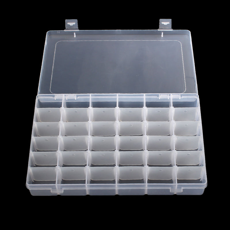 Bead Storage Box, 36 compartments in plastic box with snap closure lid 10-3/4" x 7"  tol0865