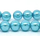 10mm AQUAMARINE BLUE Round Glass Pearl Beads 40 beads bgl0453