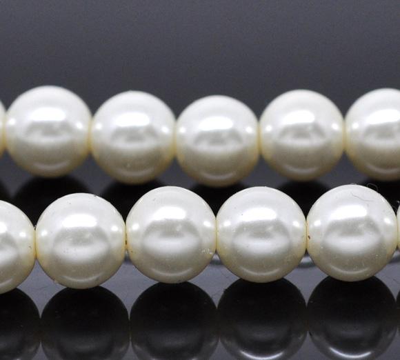 12mm IVORY Round Glass Pearls . 30 beads  .  bgl0273