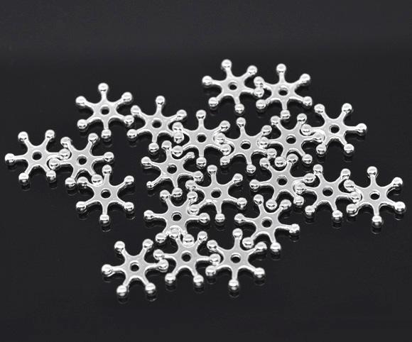 300 Bright Silver Plated Star Spacer Beads  8mm bme0102