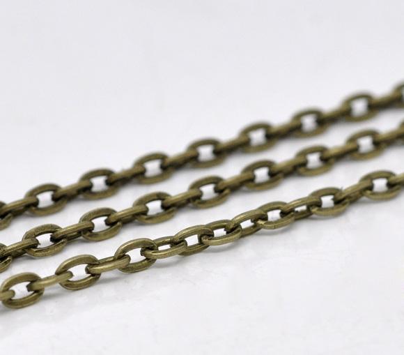 10 meters of Antiqued Bronze Flat Oval Cable Link Chain  .  unsoldered links are 4.5x3mm  fch0285