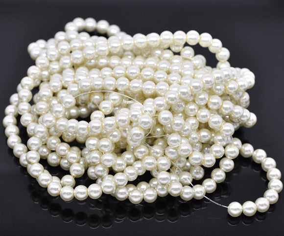 8mm IVORY Round Glass Pearl Beads, Off White Pearl Beads, 50 beads  bgl1622