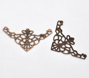 50 COPPER Vintage Style Filigree Flat Metal Findings  FIL0016