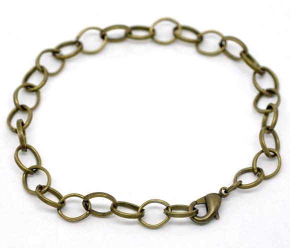 12 Bronze Curb Link Chain Bracelets 20cm (7-7/8") FCH0010